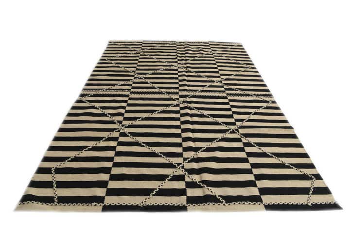 6' 8 x 9' 10 Hand Woven Kilim Modern Wool Rug