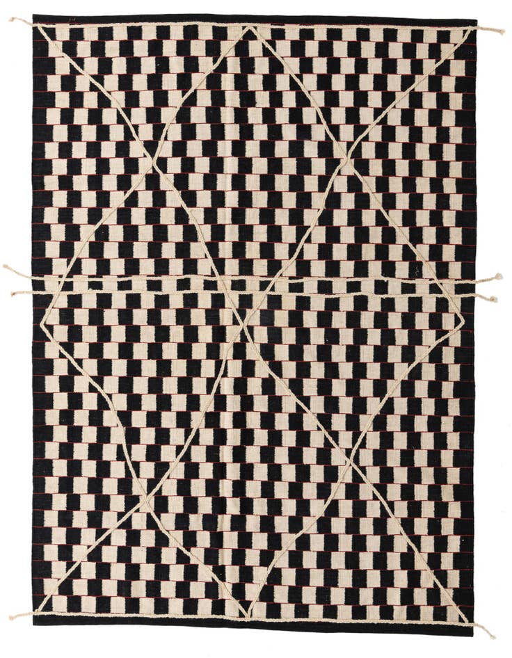 Detail image of 6' 6 x 9' 6 Hand Woven Kilim Modern Wool Rug