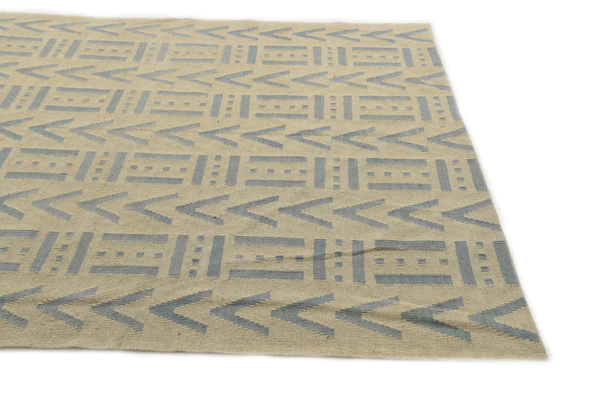 5' x 6' 6 Hand Woven Kilim Modern Wool Rug