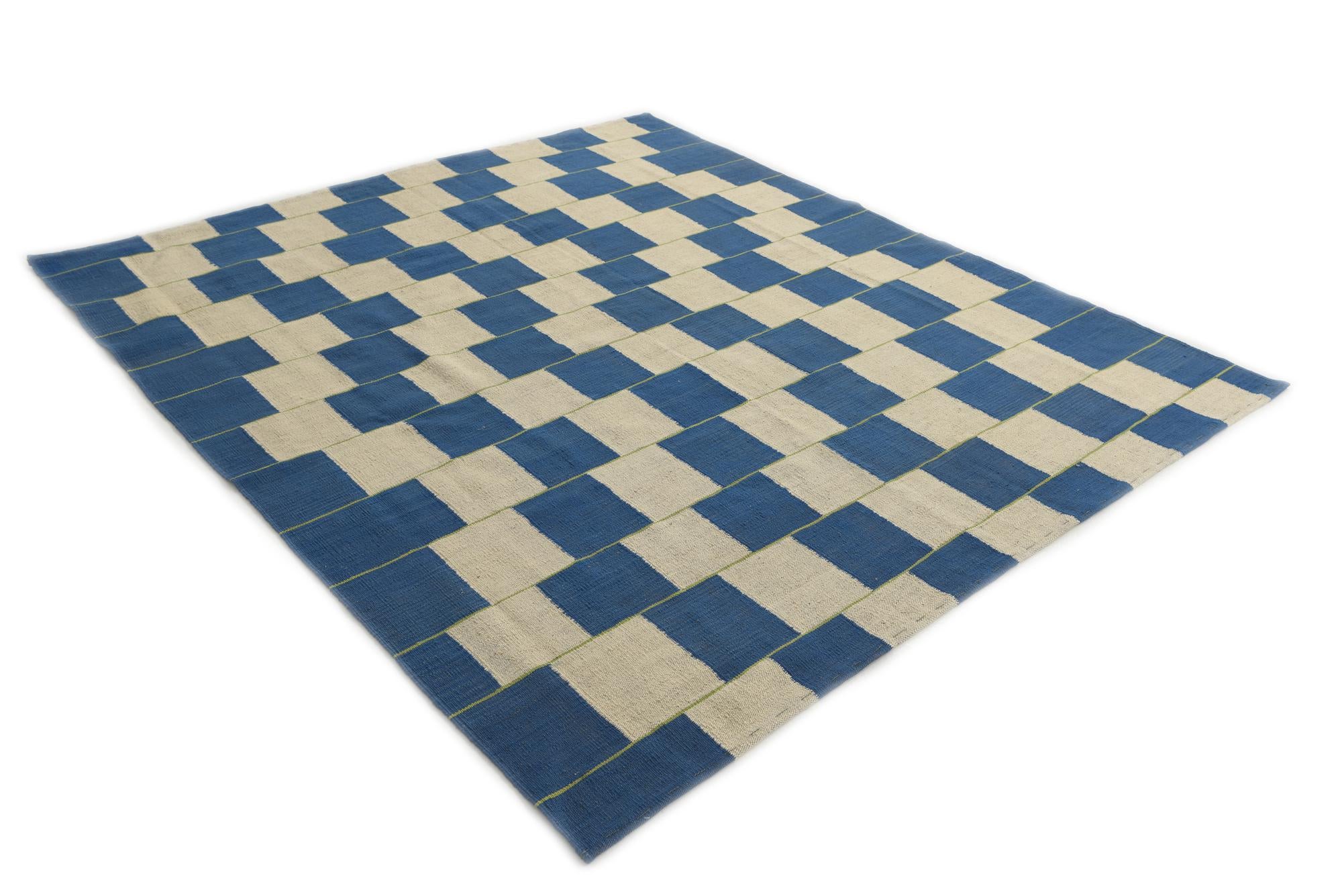 6' 4 x 7' 2 Hand Woven Kilim Modern Wool Rug