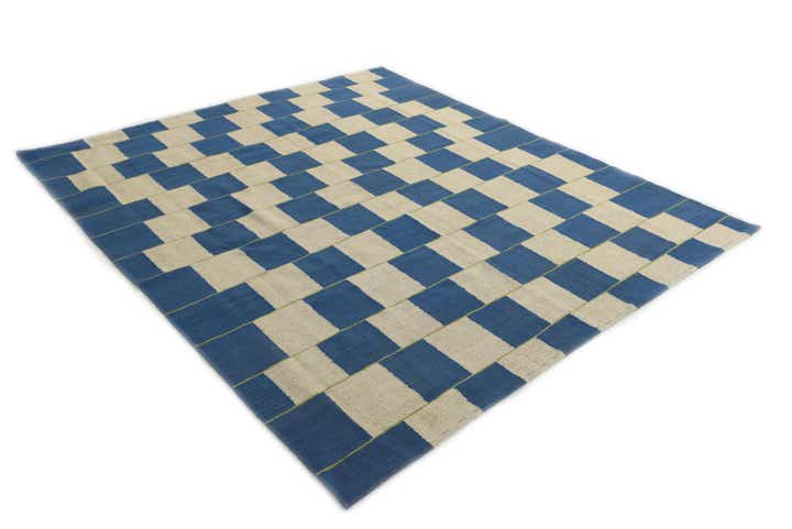 6' 4 x 7' 2 Hand Woven Kilim Modern Wool Rug