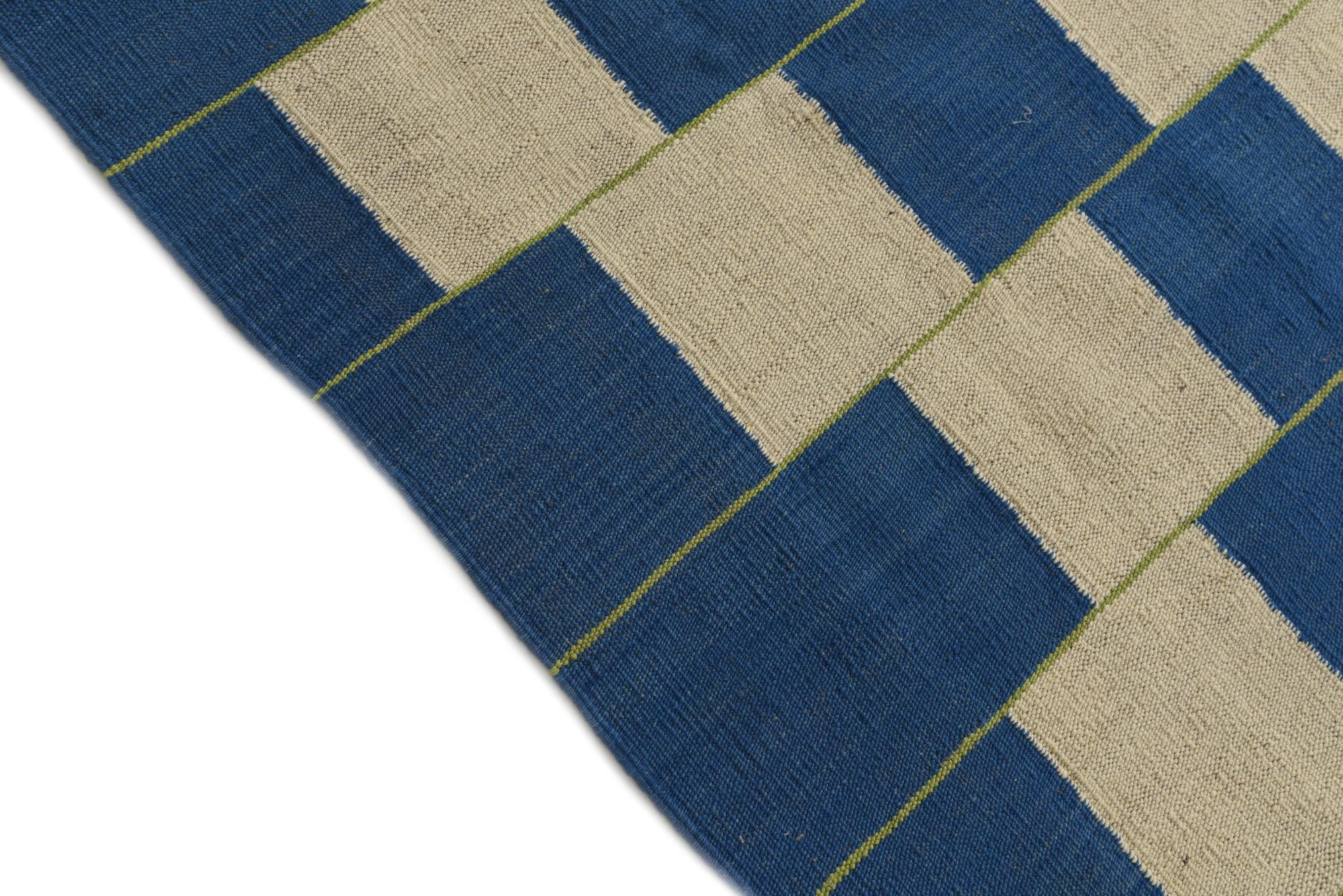 6' 4 x 7' 2 Hand Woven Kilim Modern Wool Rug