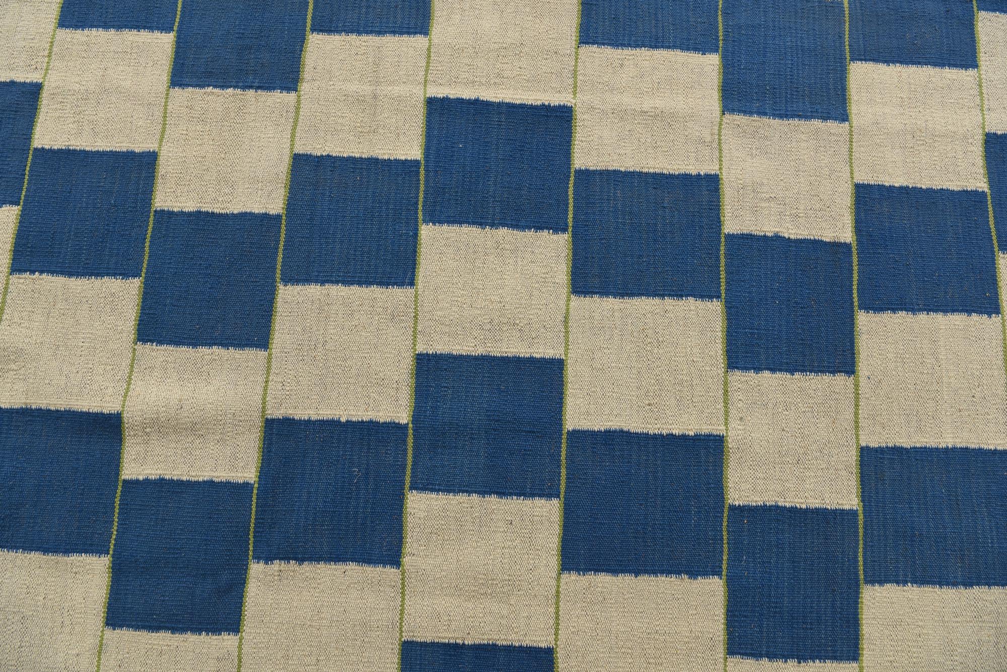 6' 4 x 7' 2 Hand Woven Kilim Modern Wool Rug