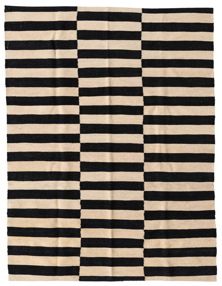 Detail image of 4' 2 x 5' 10 Hand Woven Kilim Modern Wool Rug