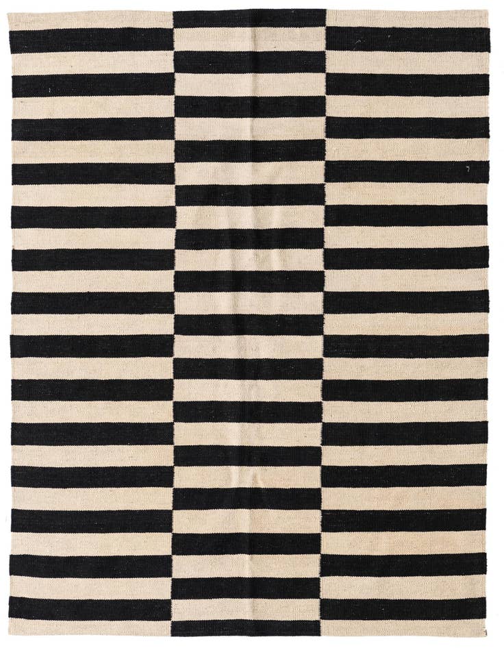 Detail image of 4' 2 x 5' 10 Hand Woven Kilim Modern Wool Rug