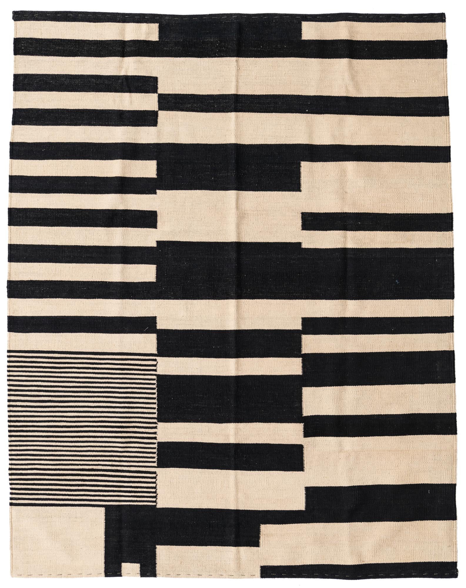 5' 3 x 6' 7 Hand Woven Kilim Modern Wool Rug