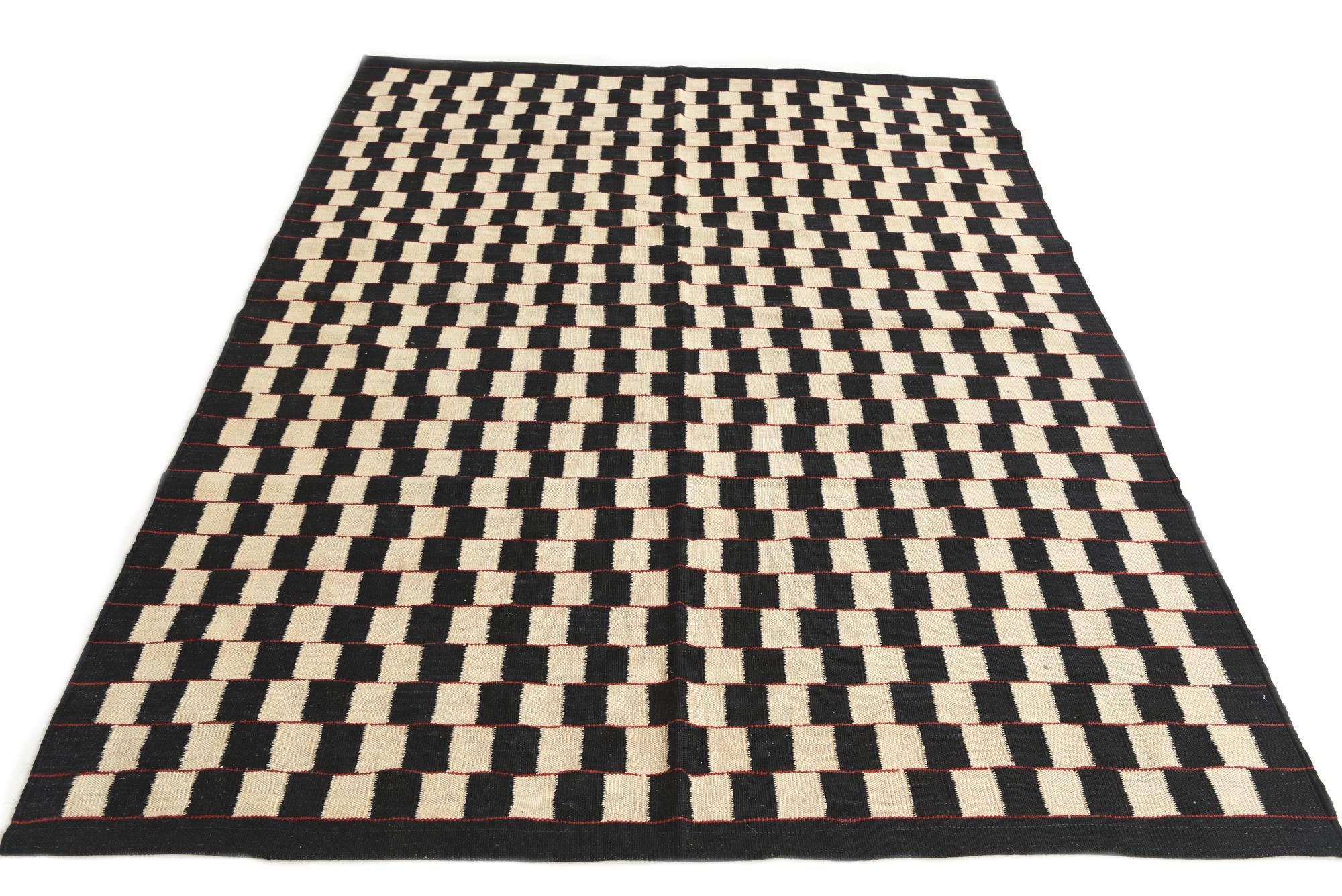 5' 8 x 7' 6 Hand Woven Kilim Modern Wool Rug