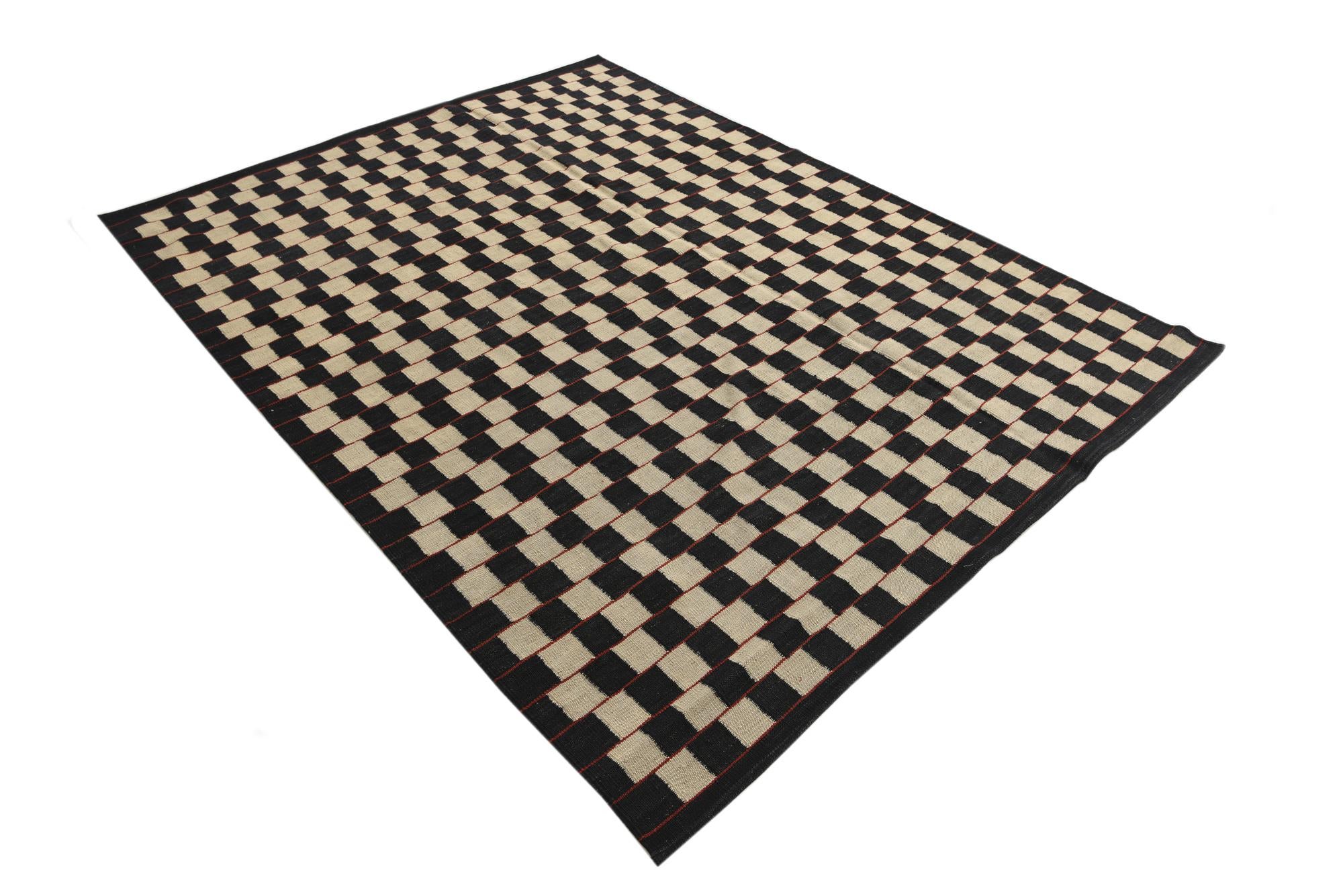 5' 8 x 7' 7 Hand Woven Kilim Modern Wool Rug