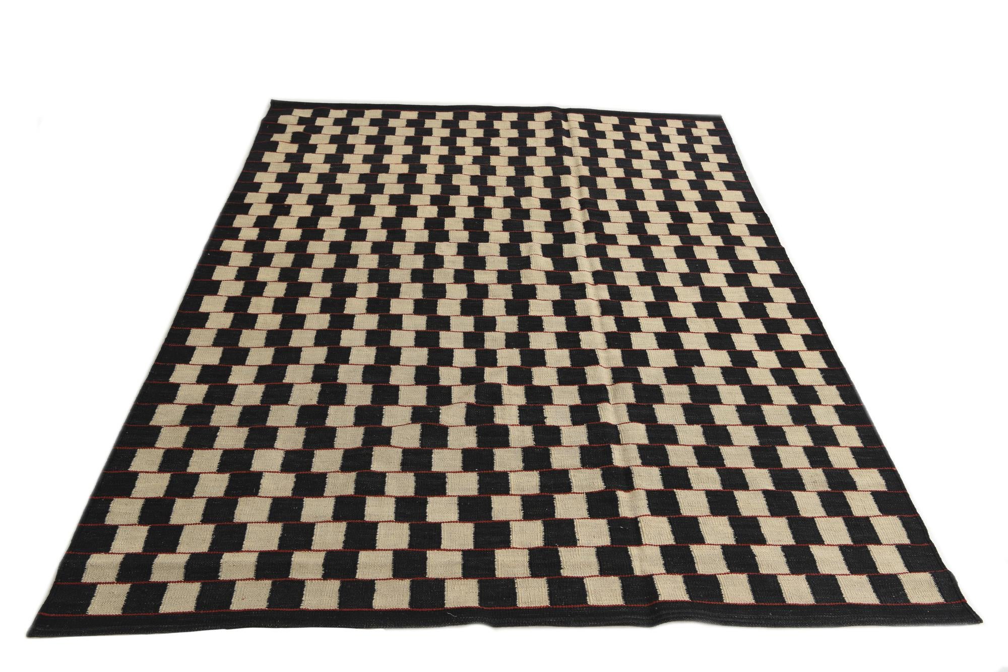 5' 8 x 7' 7 Hand Woven Kilim Modern Wool Rug