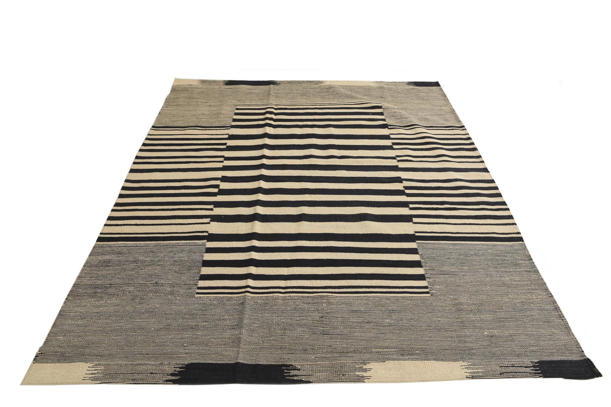 5' 10 x 7' 7 Hand Woven Kilim Modern Wool Rug