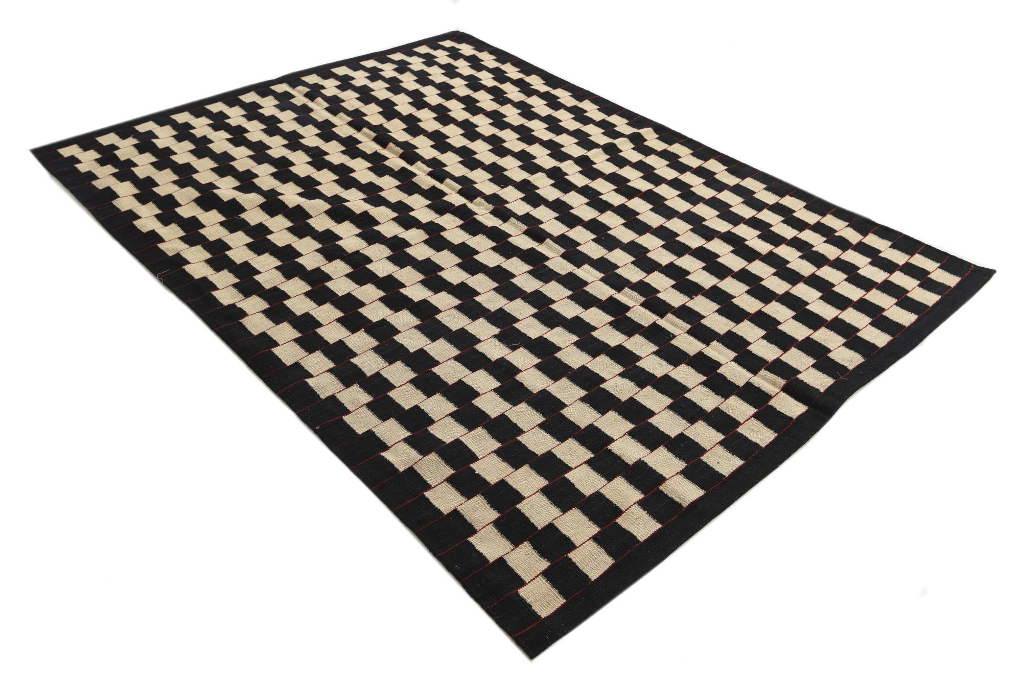 5' 8 x 7' 6 Hand Woven Kilim Modern Wool Rug