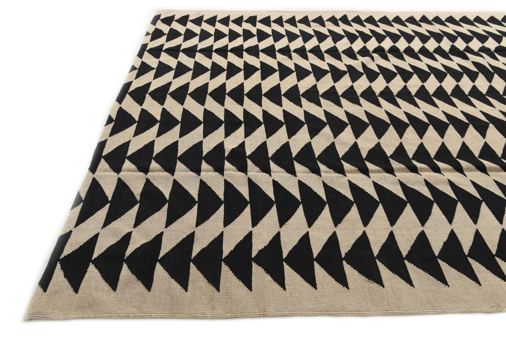 8' 2 x 9' 9 Hand Woven Kilim Modern Wool Rug
