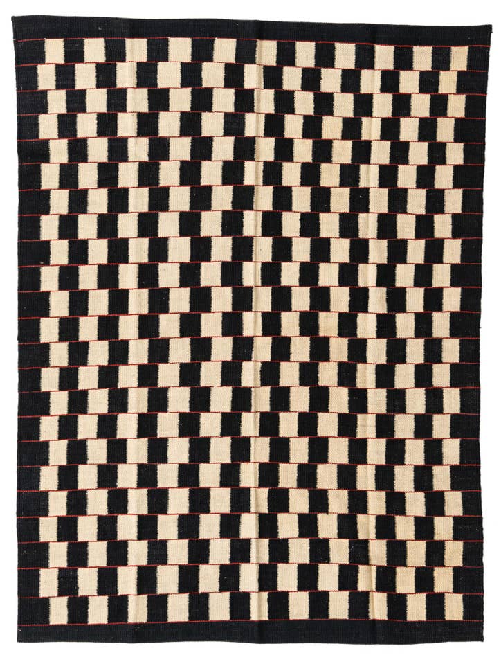 Detail image of 4' 9 x 6' 4 Hand Woven Kilim Modern Wool Rug