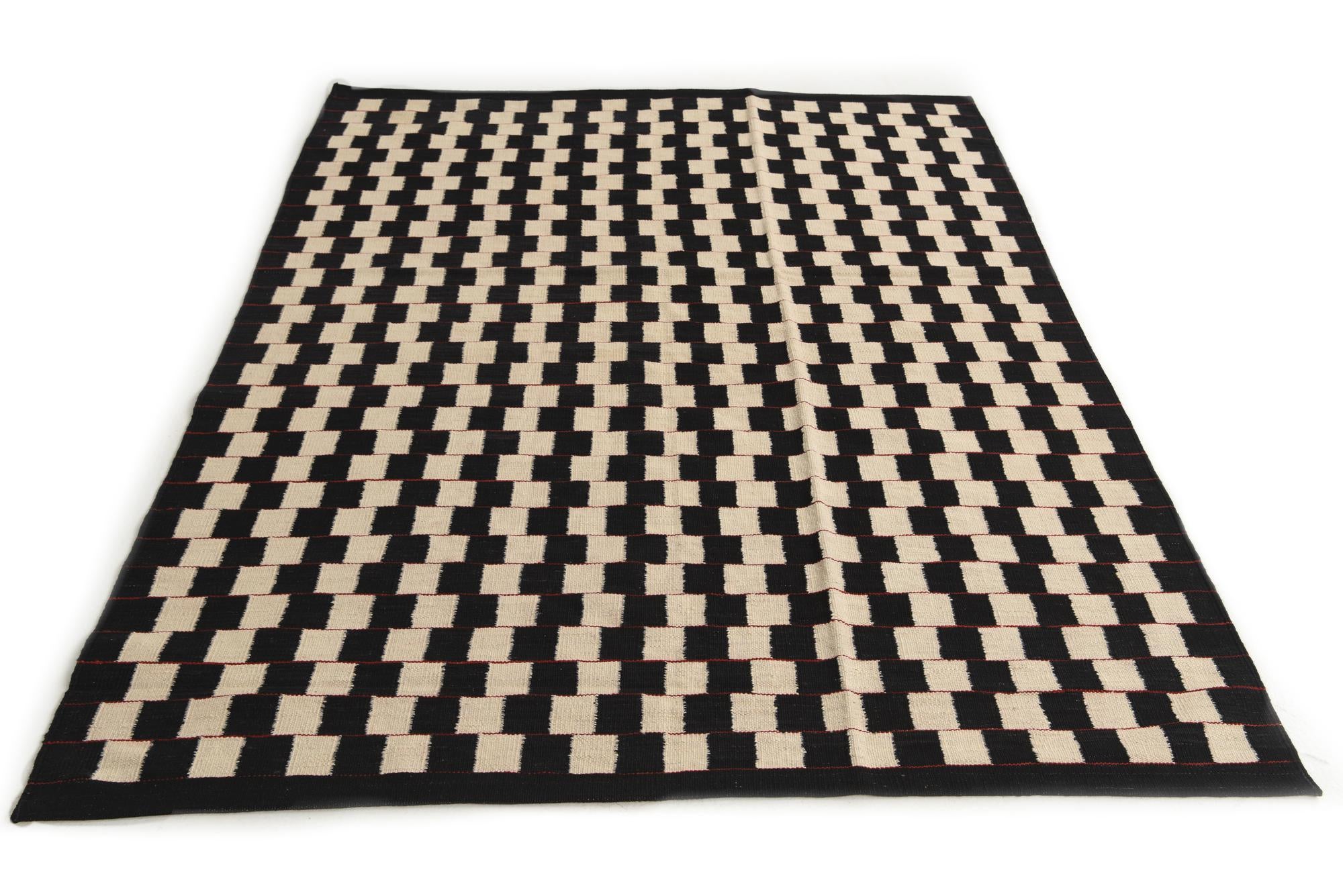 5' 8 x 7' 8 Hand Woven Kilim Modern Wool Rug
