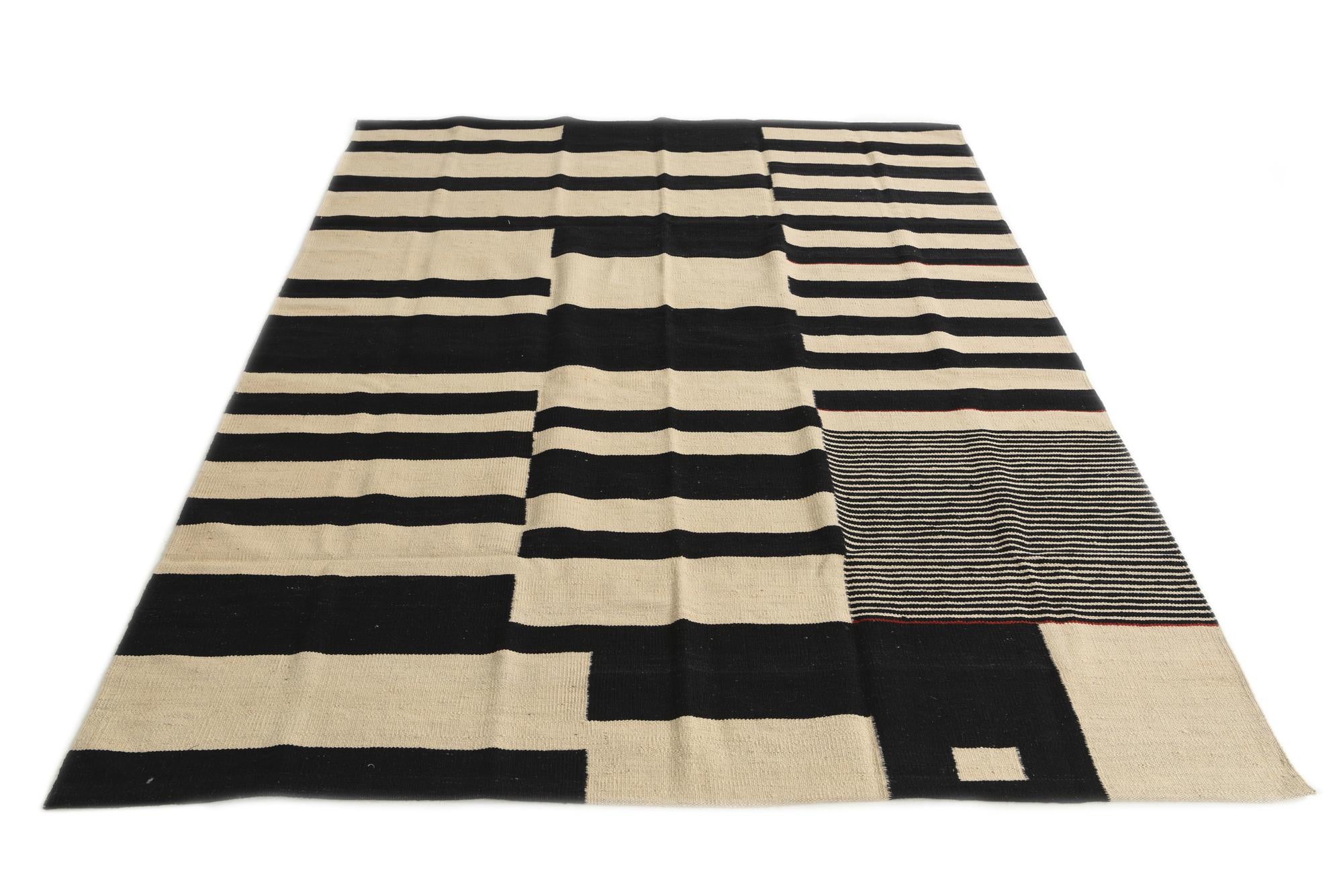 5' 10 x 7' 4 Hand Woven Kilim Modern Wool Rug
