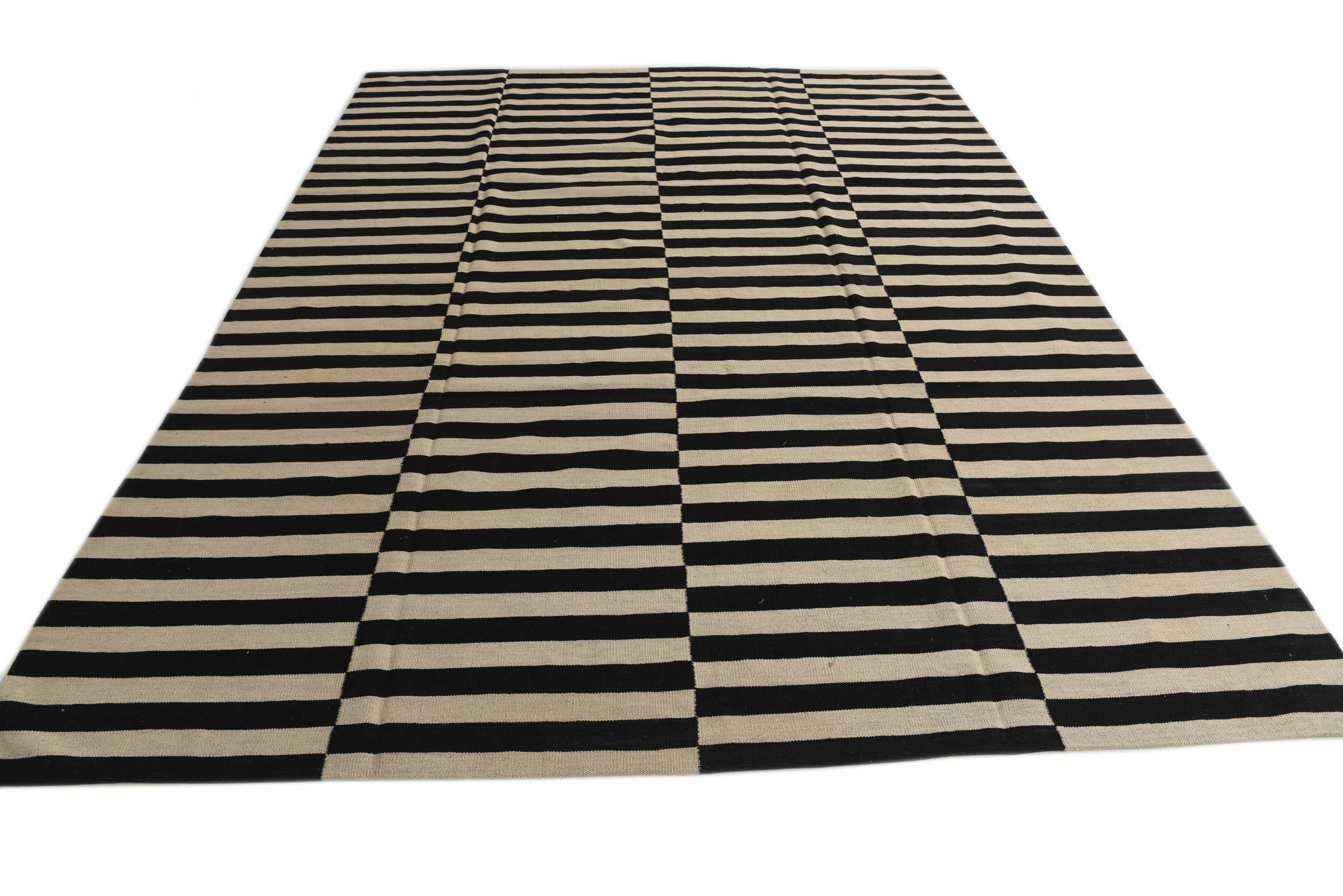8' 7 x 11' 1 Hand Woven Kilim Modern Wool Rug