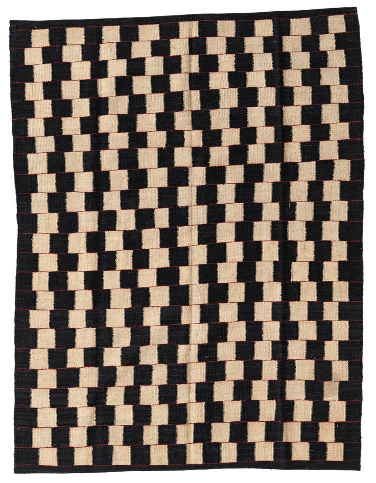 Detail image of 4' 2 x 5' 10 Hand Woven Kilim Modern Wool Rug