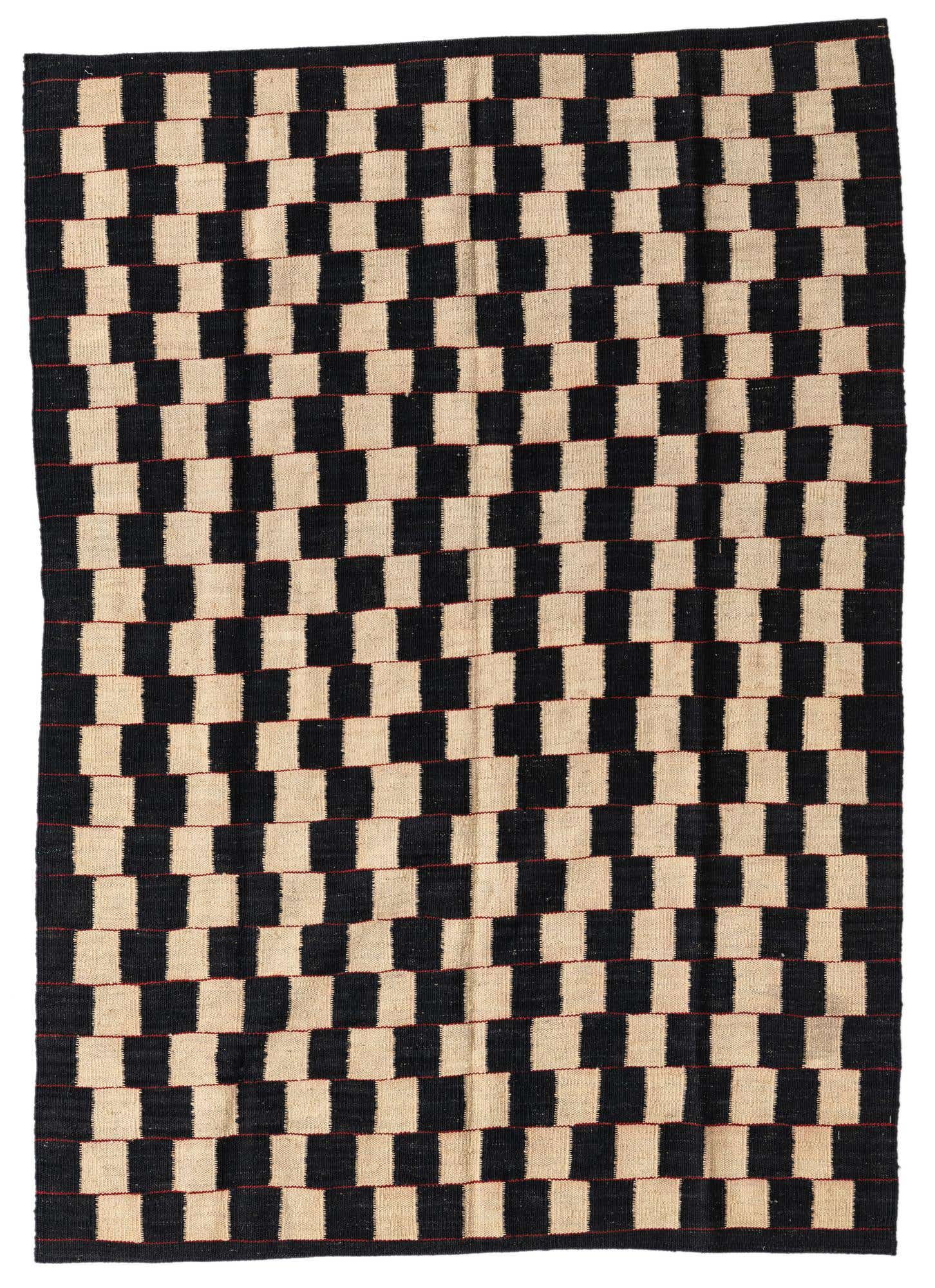 4' 2 x 5' 10 Hand Woven Kilim Modern Wool Rug