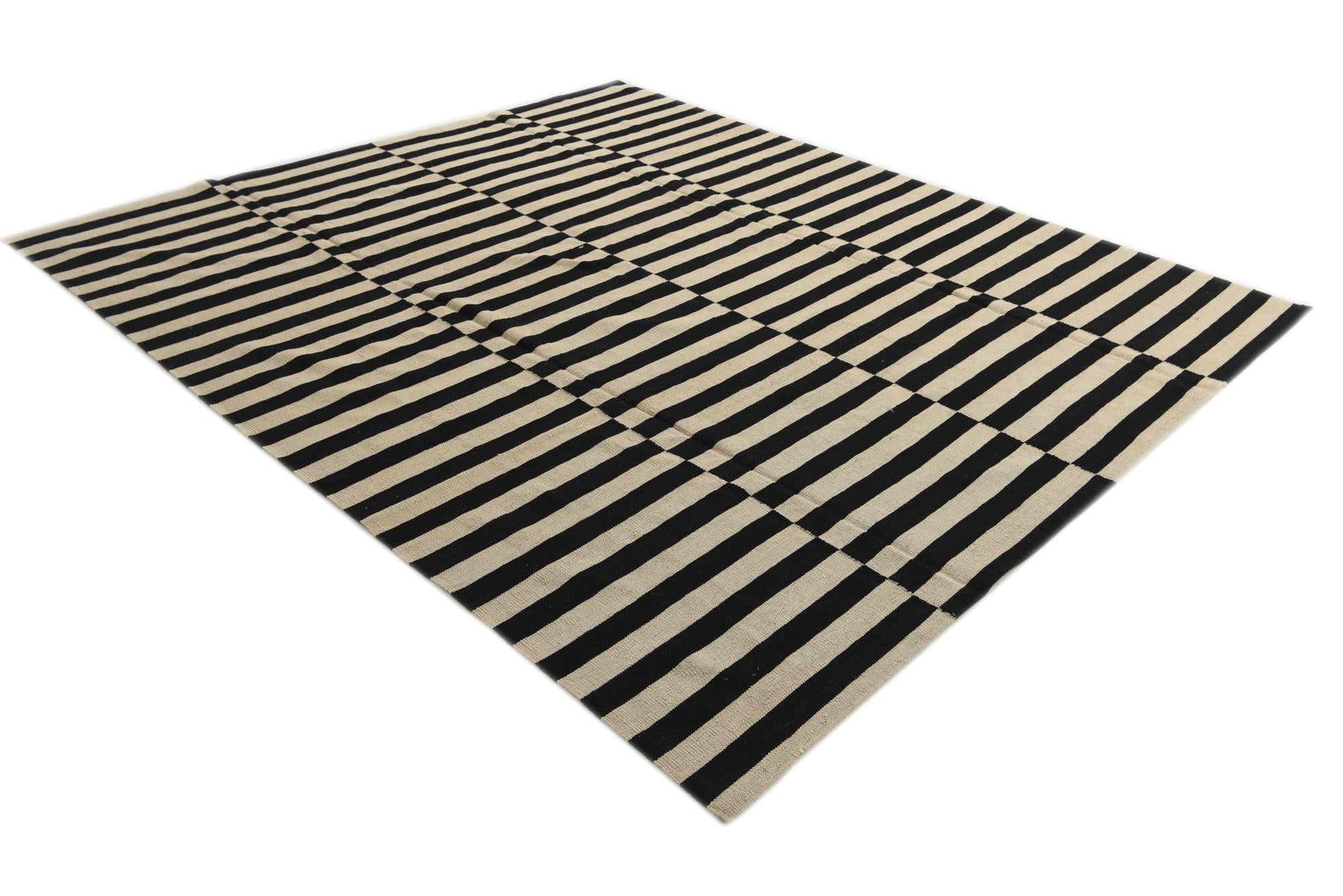 8' 7 x 9' 10 Hand Woven Kilim Modern Wool Rug