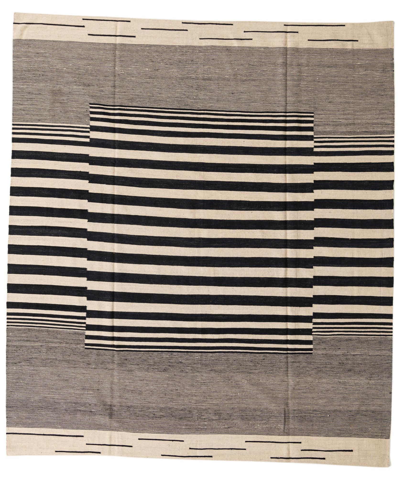 8' 4 x 9' 6 Hand Woven Kilim Modern Wool Rug