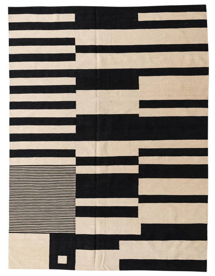 Detail image of 6' 8 x 9' 8 Hand Woven Kilim Modern Wool Rug
