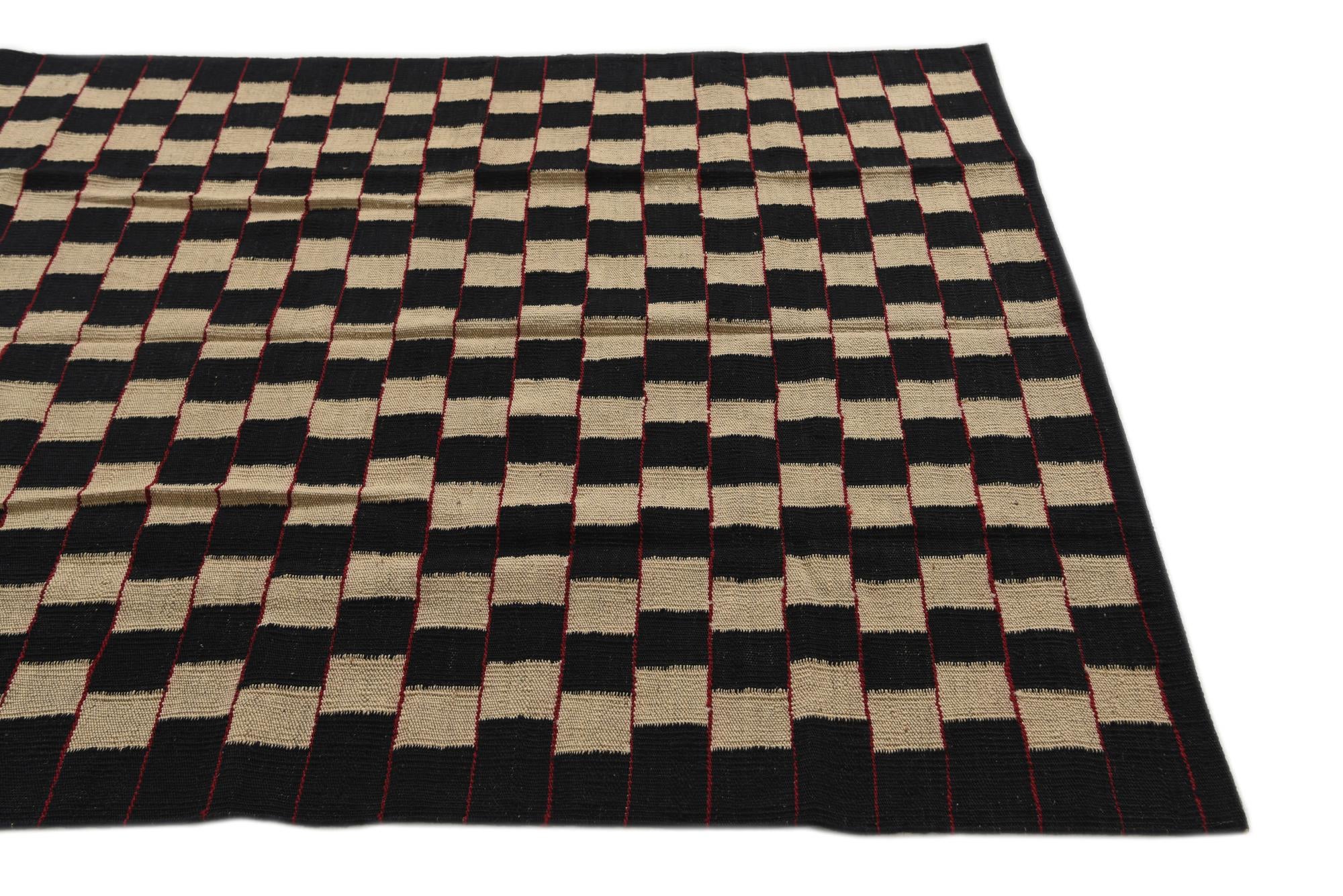 4' 2 x 5' 9 Hand Woven Kilim Modern Wool Rug