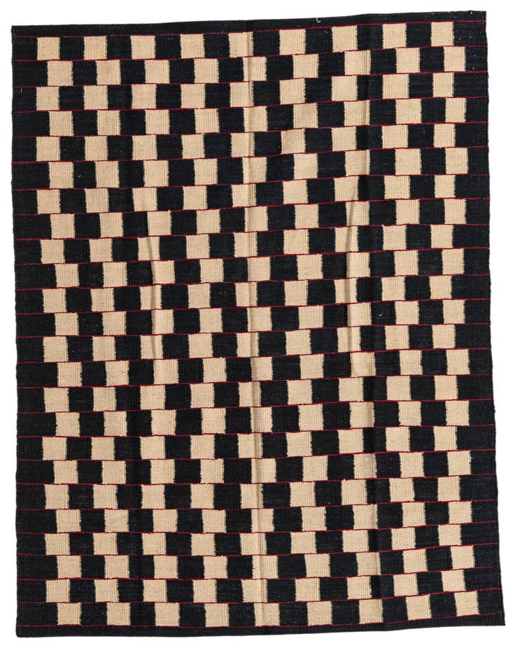 Detail image of 4' 2 x 5' 9 Hand Woven Kilim Modern Wool Rug