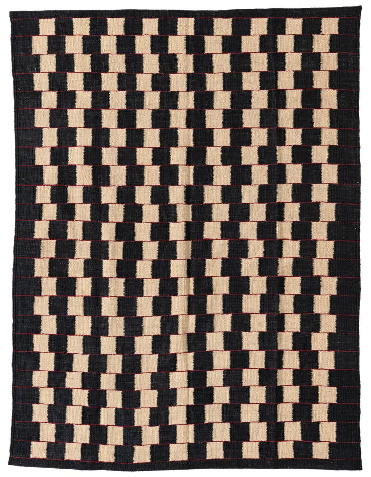 Detail image of 4' 5 x 5' 8 Hand Woven Kilim Modern Wool Rug
