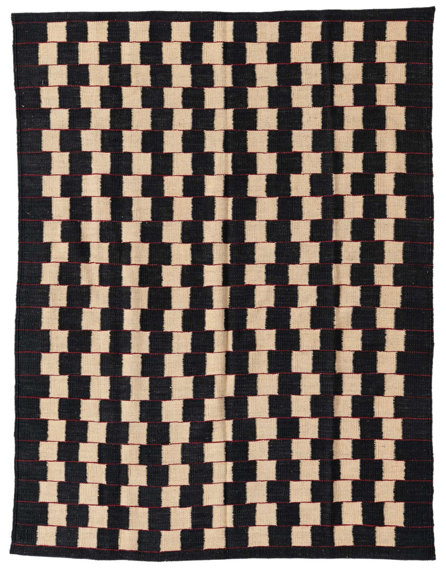 4' 5 x 5' 8 Hand Woven Kilim Modern Wool Rug