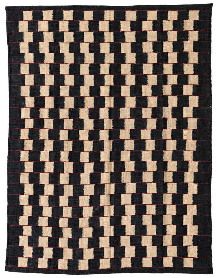4' 5 x 5' 8 Hand Woven Kilim Modern Wool Rug