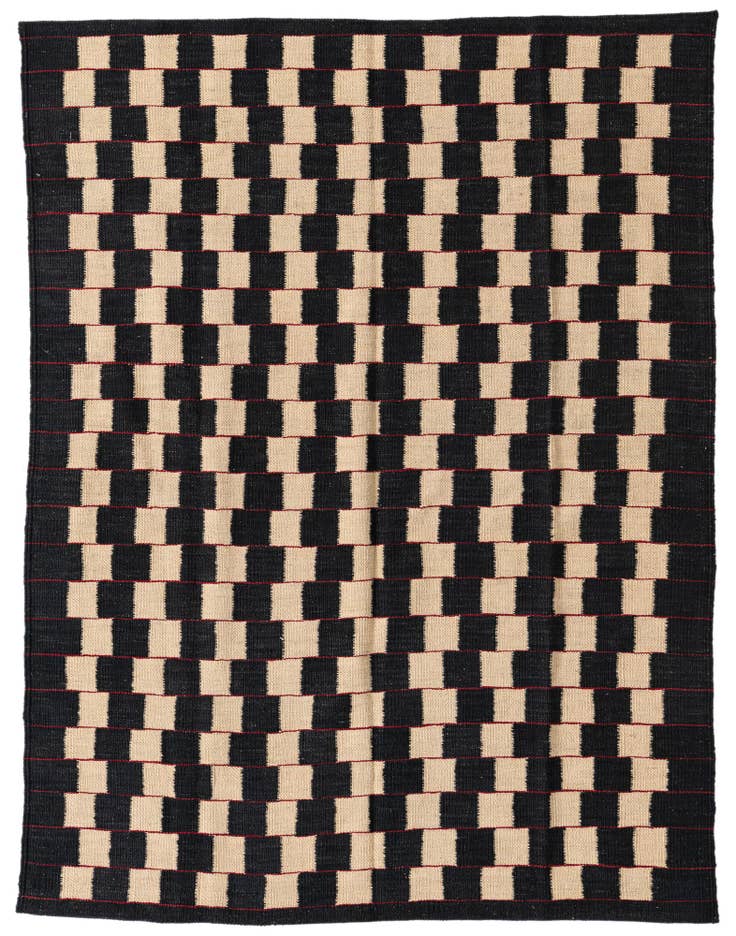 Detail image of 4' 5 x 5' 8 Hand Woven Kilim Modern Wool Rug