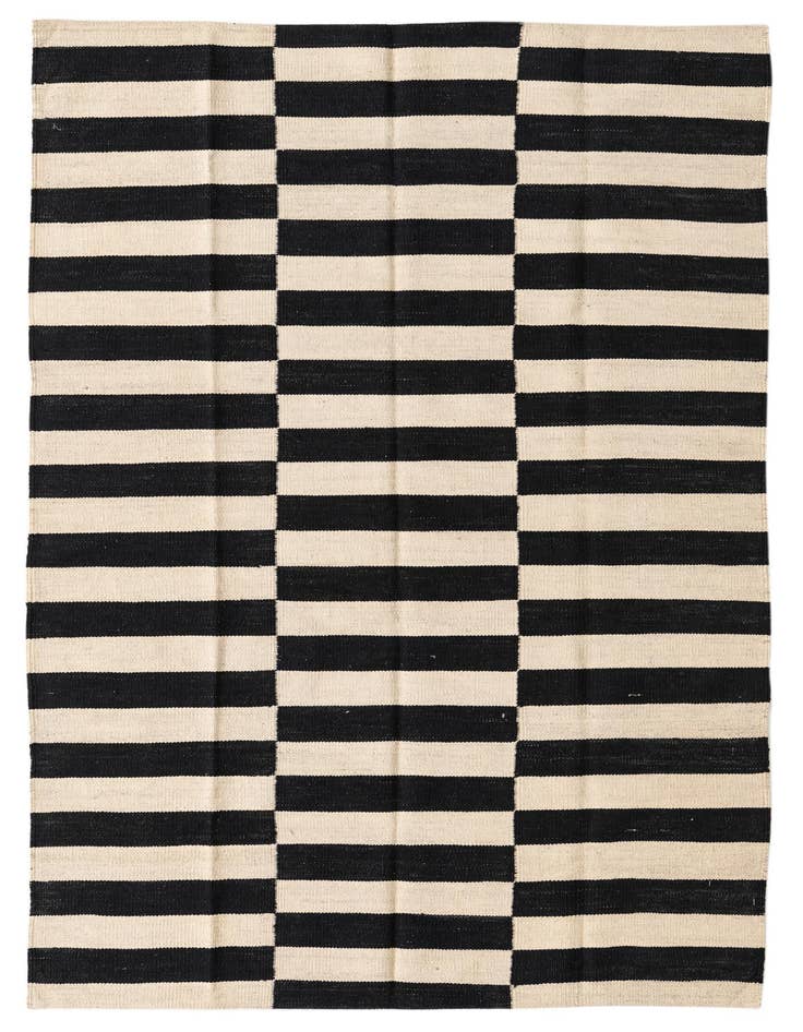 Detail image of 4' x 5' 10 Hand Woven Kilim Modern Wool Rug
