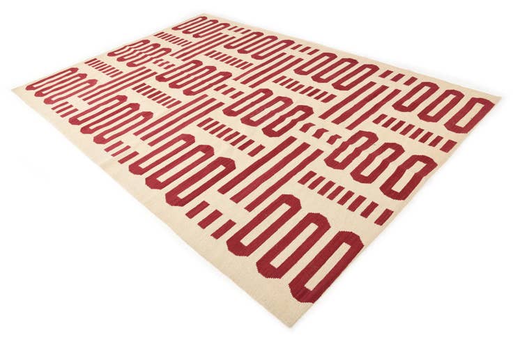 Detail image of 6' 9 x 9' 9 Hand Woven Kilim Modern Wool Rug