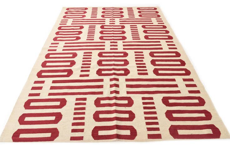 Detail image of 6' 9 x 9' 9 Hand Woven Kilim Modern Wool Rug