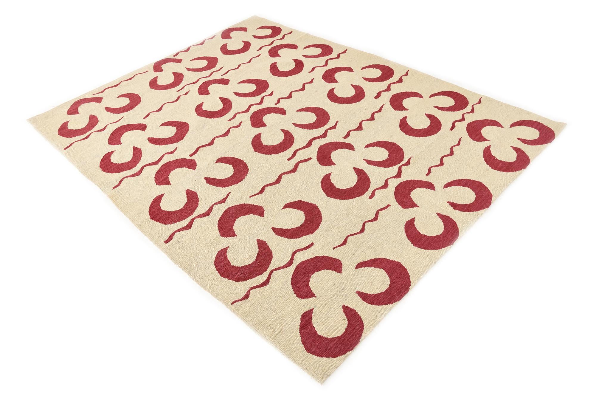 5' 1 x 6' 6 Hand Woven Kilim Modern Wool Rug