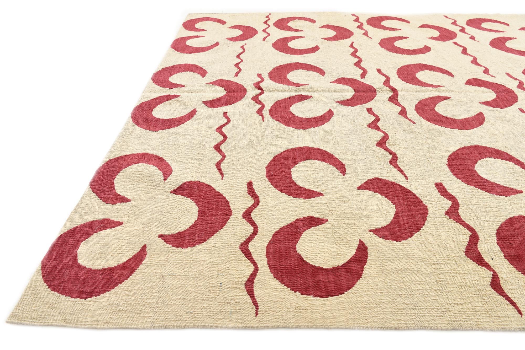 5' 1 x 6' 6 Hand Woven Kilim Modern Wool Rug