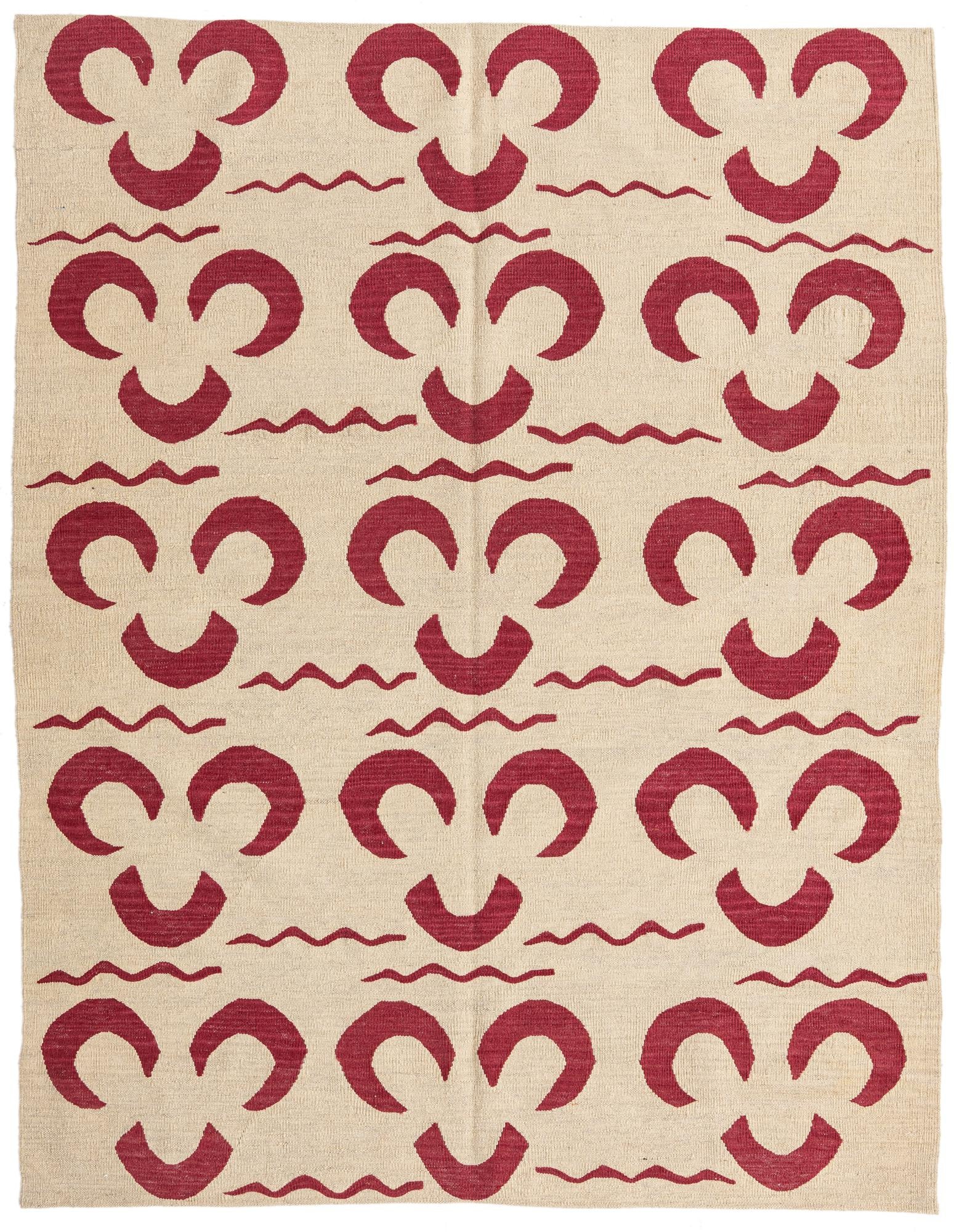 5' 1 x 6' 6 Hand Woven Kilim Modern Wool Rug