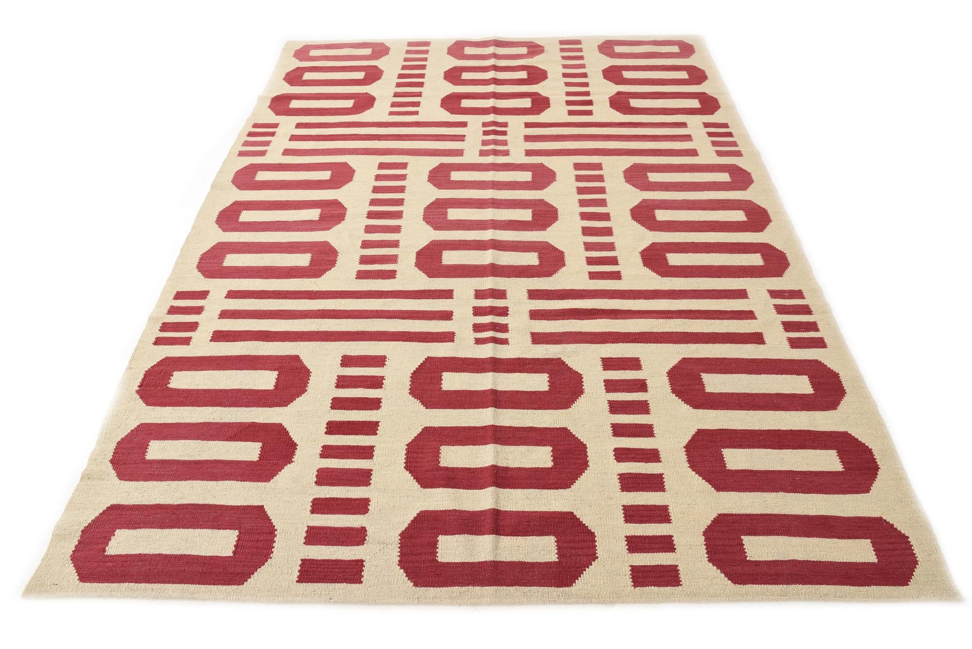 5' 10 x 8' Hand Woven Kilim Modern Wool Rug