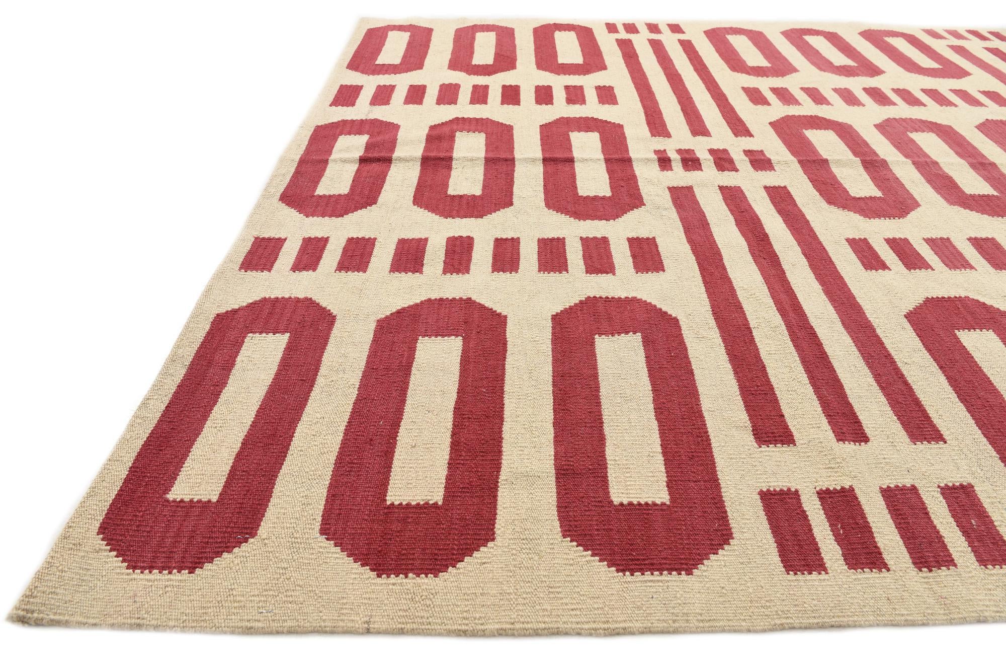 5' 10 x 8' Hand Woven Kilim Modern Wool Rug