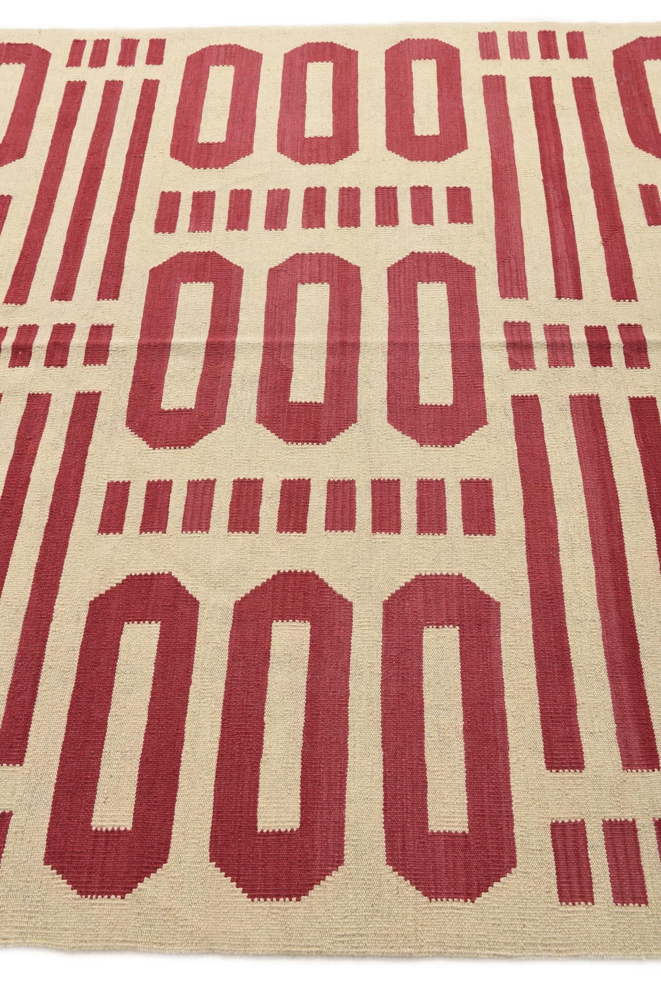 5' 10 x 8' Hand Woven Kilim Modern Wool Rug