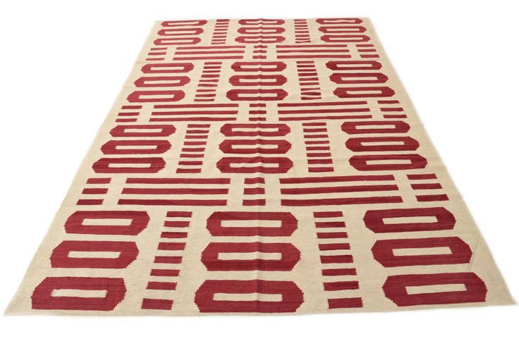 Detail image of 6' 5 x 9' 6 Hand Woven Kilim Modern Wool Rug