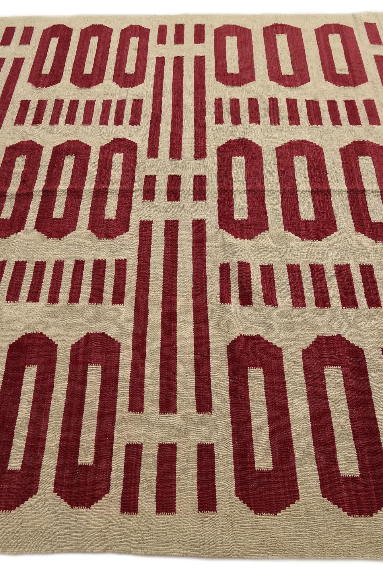 6' 5 x 9' 6 Hand Woven Kilim Modern Wool Rug