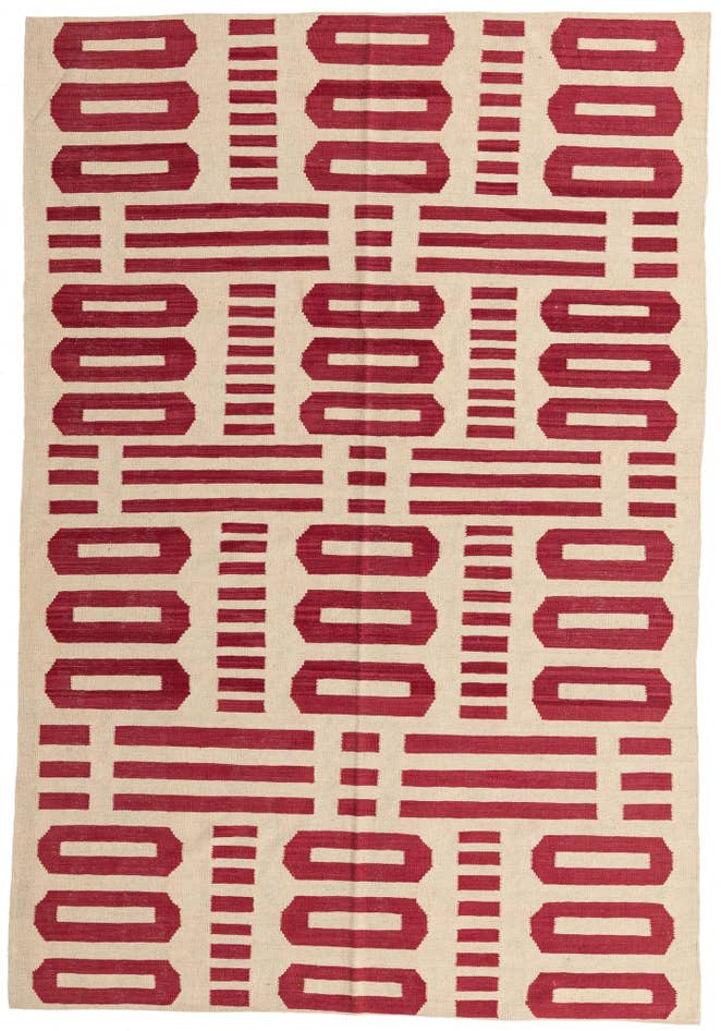 Detail image of 6' 5 x 9' 6 Hand Woven Kilim Modern Wool Rug