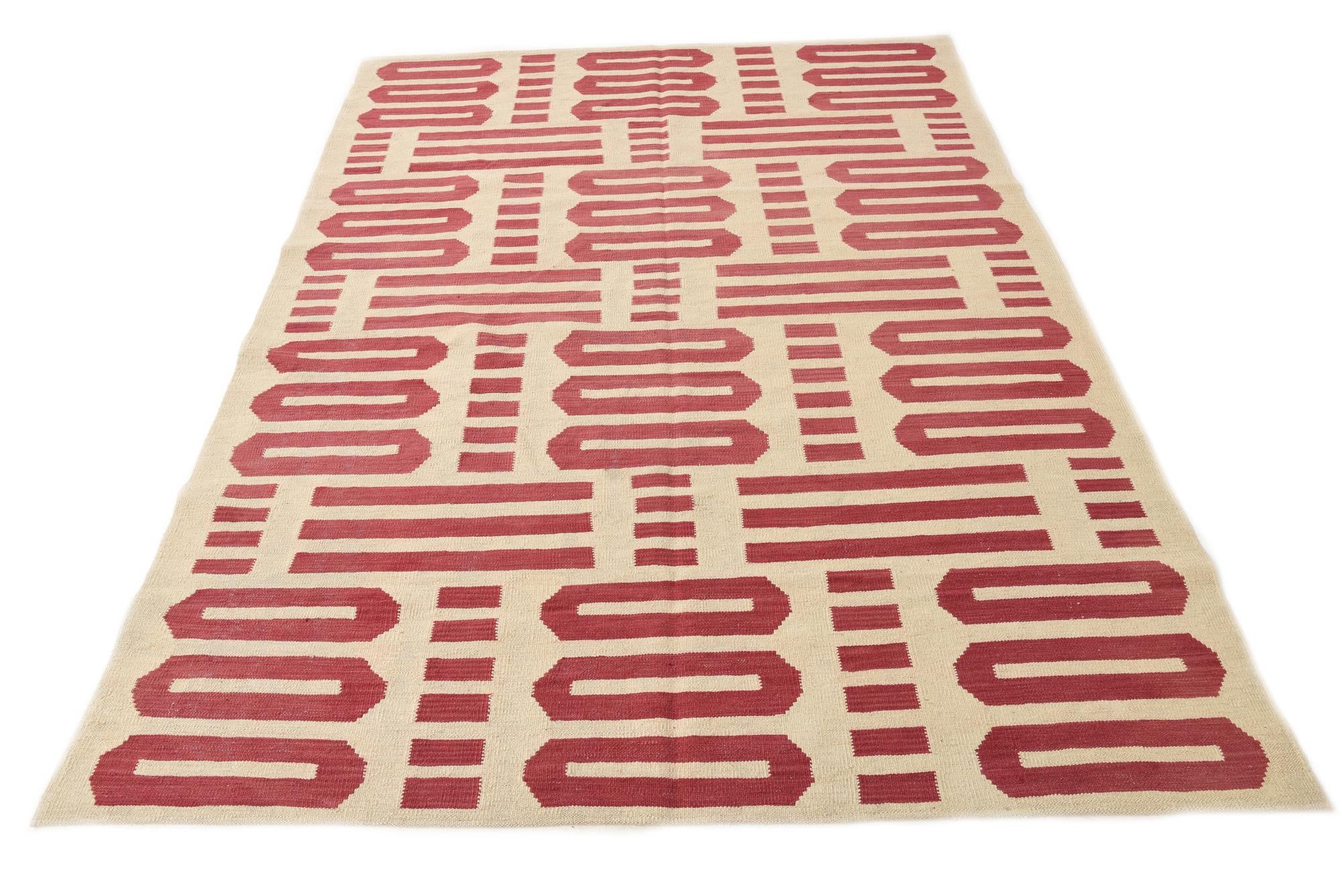 5' 8 x 7' 8 Hand Woven Kilim Modern Wool Rug