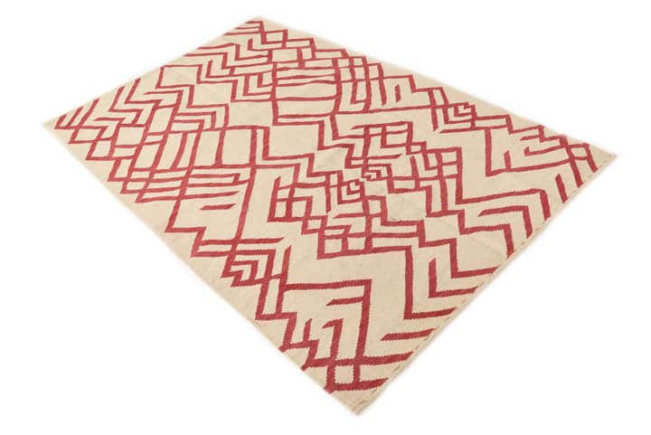 4' 2 x 6' 2 Hand Woven Kilim Modern Wool Rug