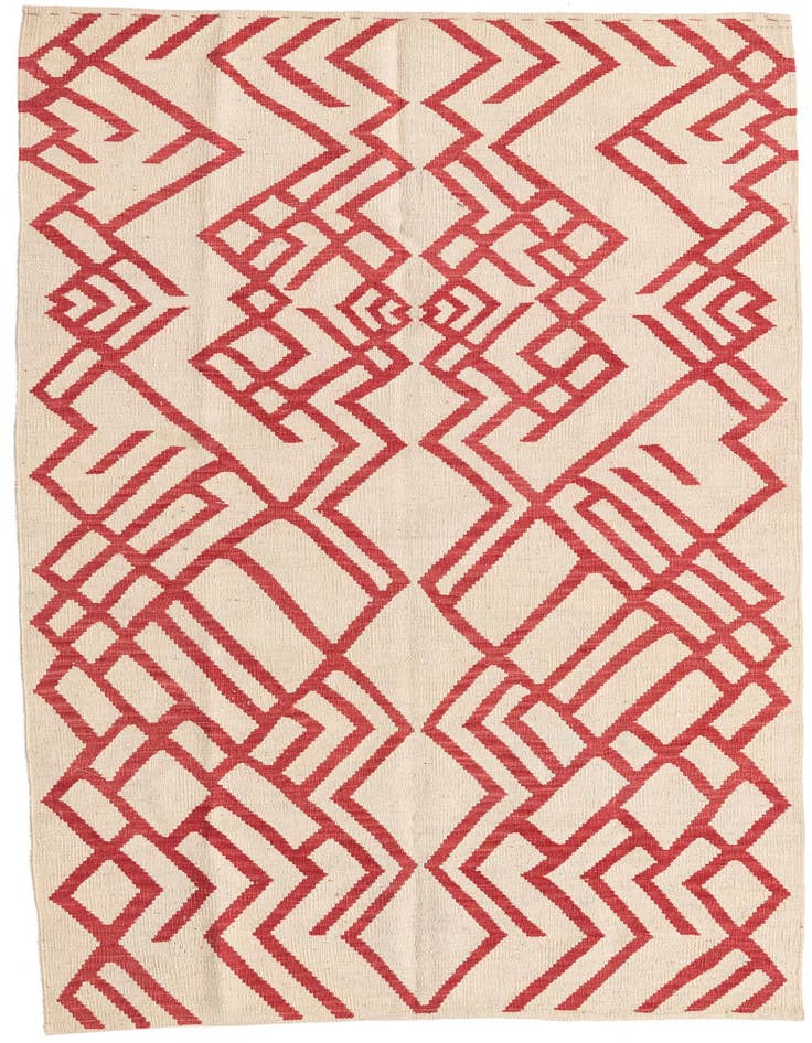 Detail image of 4' 2 x 6' 2 Hand Woven Kilim Modern Wool Rug