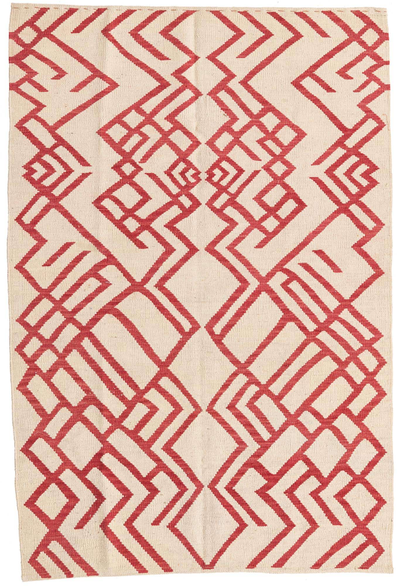 4' 2 x 6' 2 Hand Woven Kilim Modern Wool Rug