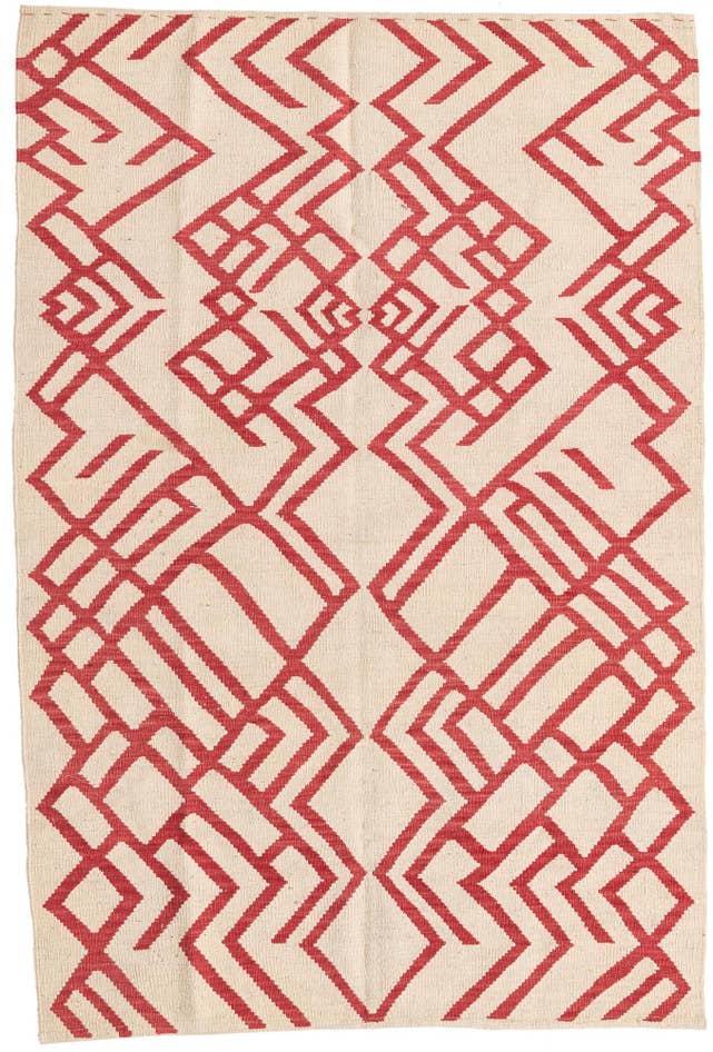 Detail image of 4' 2 x 6' 2 Hand Woven Kilim Modern Wool Rug