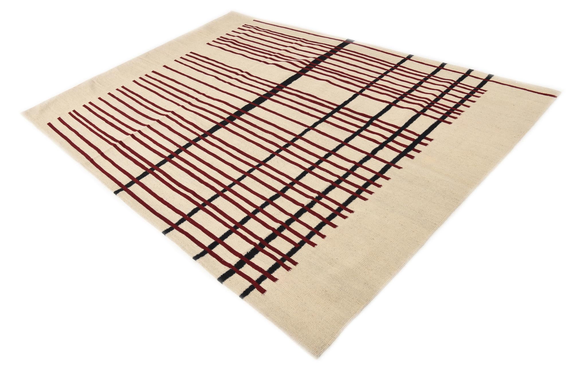 5' 8 x 8' 2 Hand Woven Kilim Modern Wool Rug