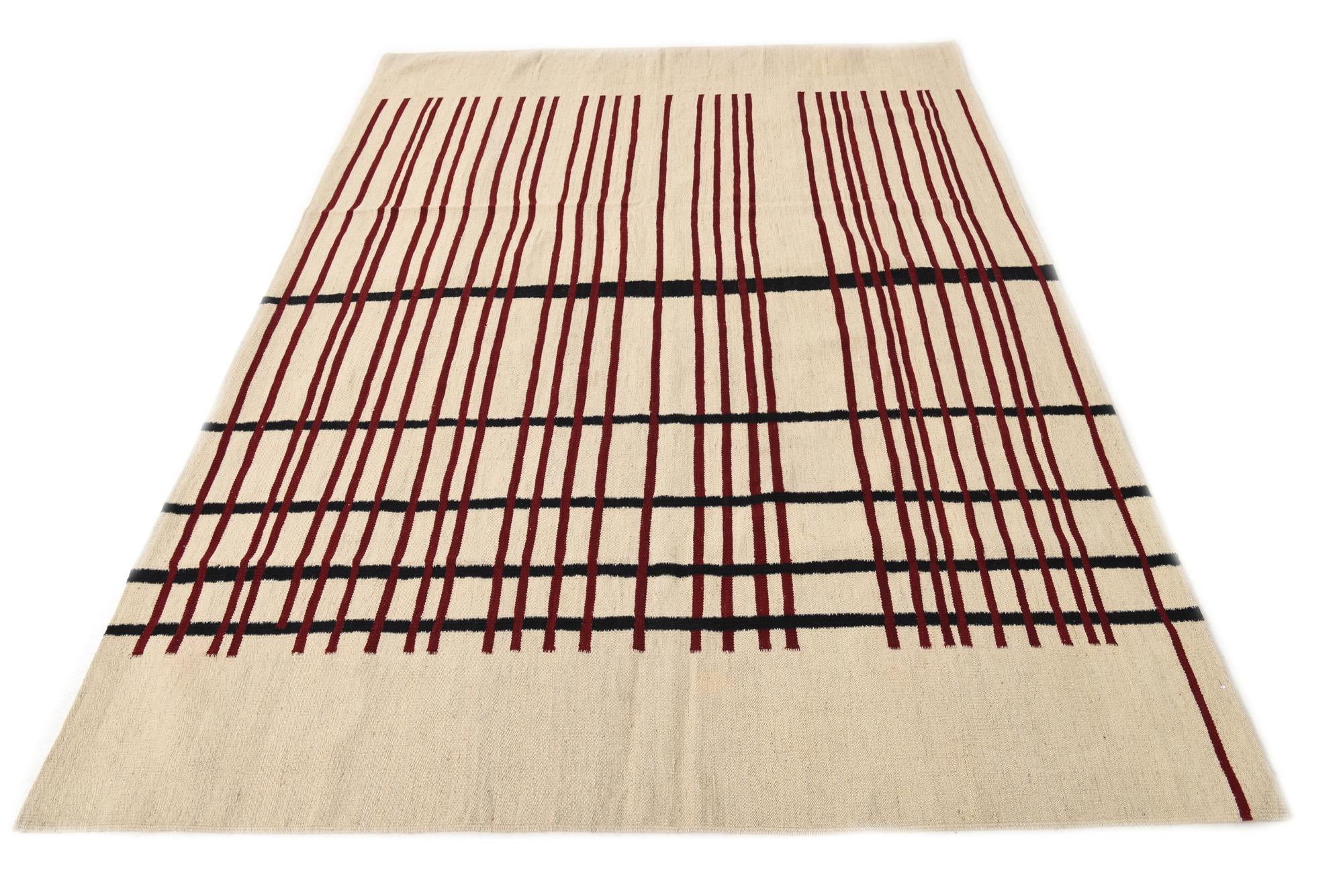 5' 8 x 8' 2 Hand Woven Kilim Modern Wool Rug